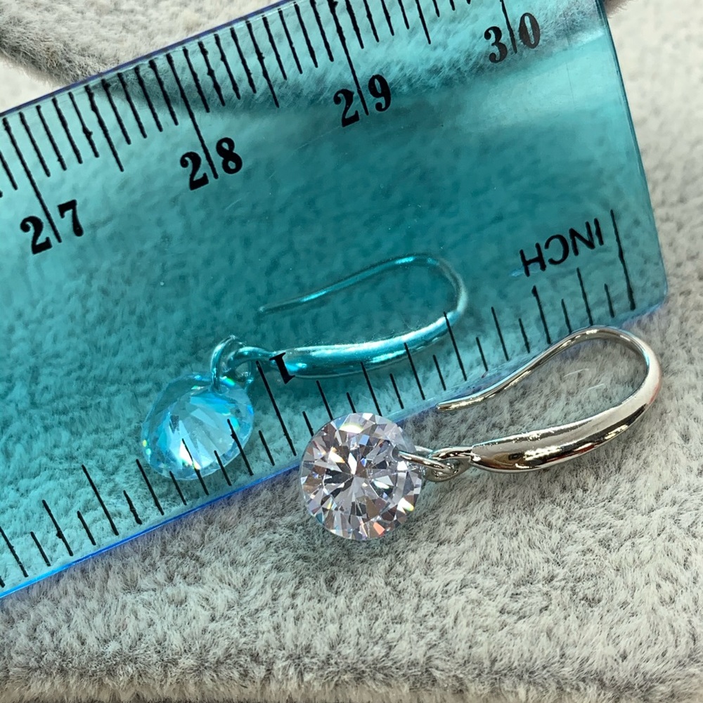 Sterling Silver CZ Drop Earrings - Picture 3 of 5